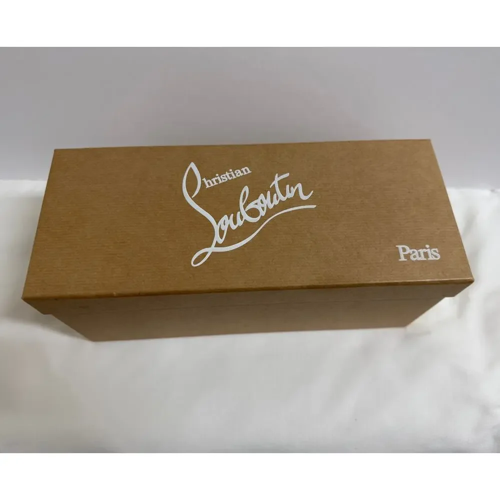 Authentic Christian Louboutin White Loubi Spikes Rubber Flip Flops Size 38